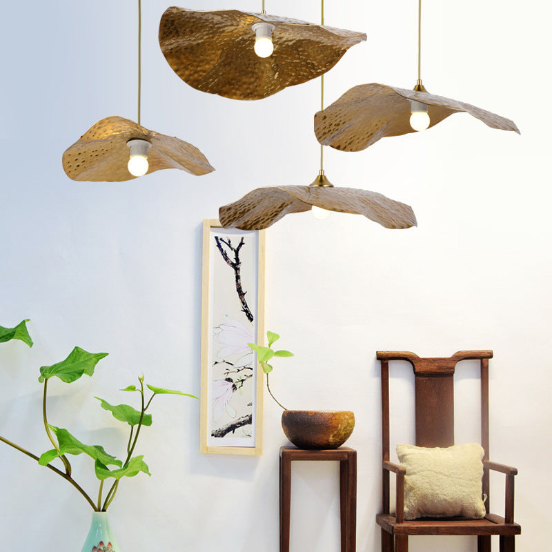 Carins Natural Lotus Leaf Metal Pendant Light