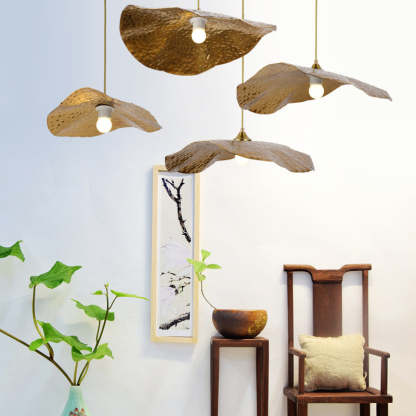 Carins Natural Lotus Leaf Metal Pendant Light