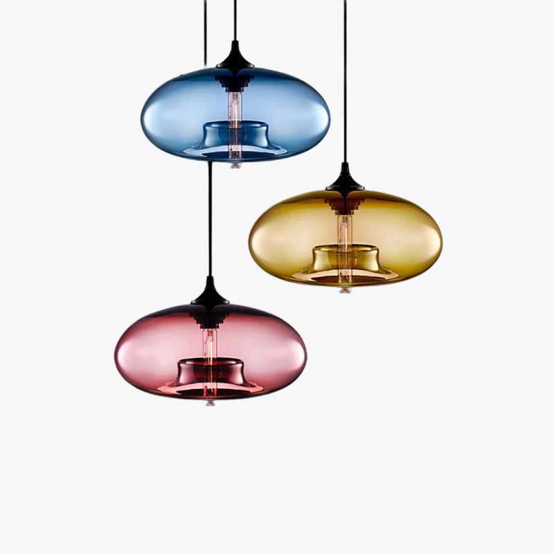 Hailie Modern Bread Shaped Glass Pendant Light, 6 Colour