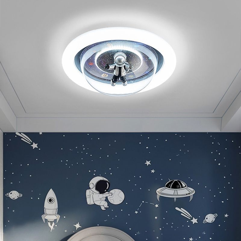 Fateh Cosmic Astronaut & Galaxy Motif Flush Mount Ceiling Light