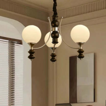 Valentina Vintage LED Pendant Light White Glass Living Room