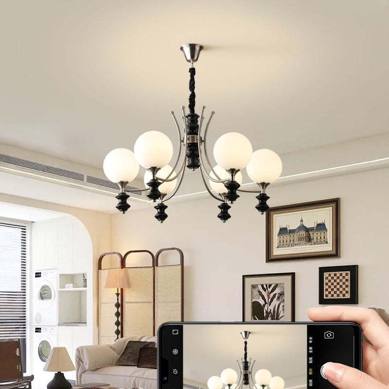 Valentina Vintage LED Pendant Light White Glass Living Room