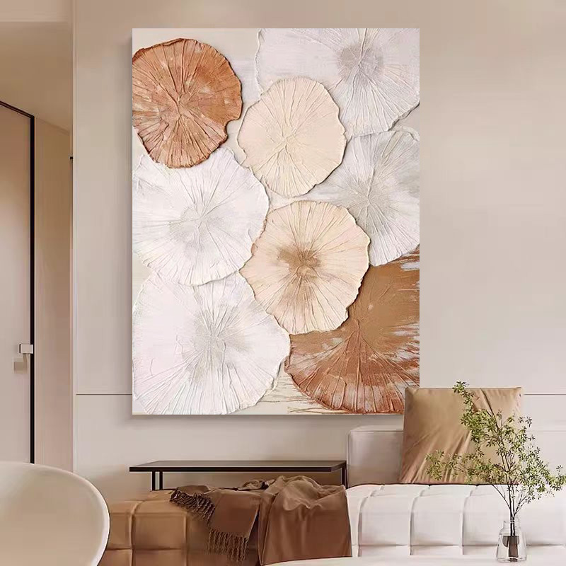 Floral Beige Orange 3D Large Wall Art Decor Living Room Bedroom