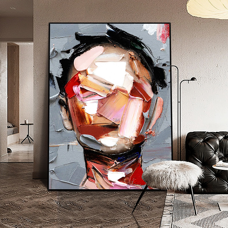 Portrait Colorful 3D Texture Oil Painting Canvas Wall Art Style A Entrance Living Room