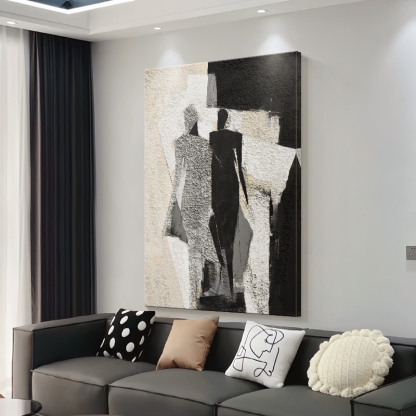 Portrait Black White 3D Oil Painting Canvas Wall Art Entrance Living Room
