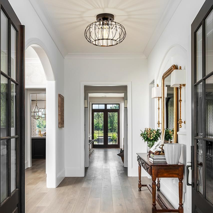 Herbert Modern Flush Mount Ceiling Light Black Gold Glass Bedroom