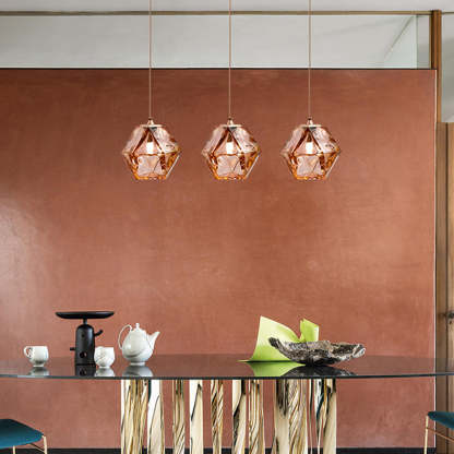 Hailie Polyhedron LED Pendant Light Metal Glass Kitchen Island