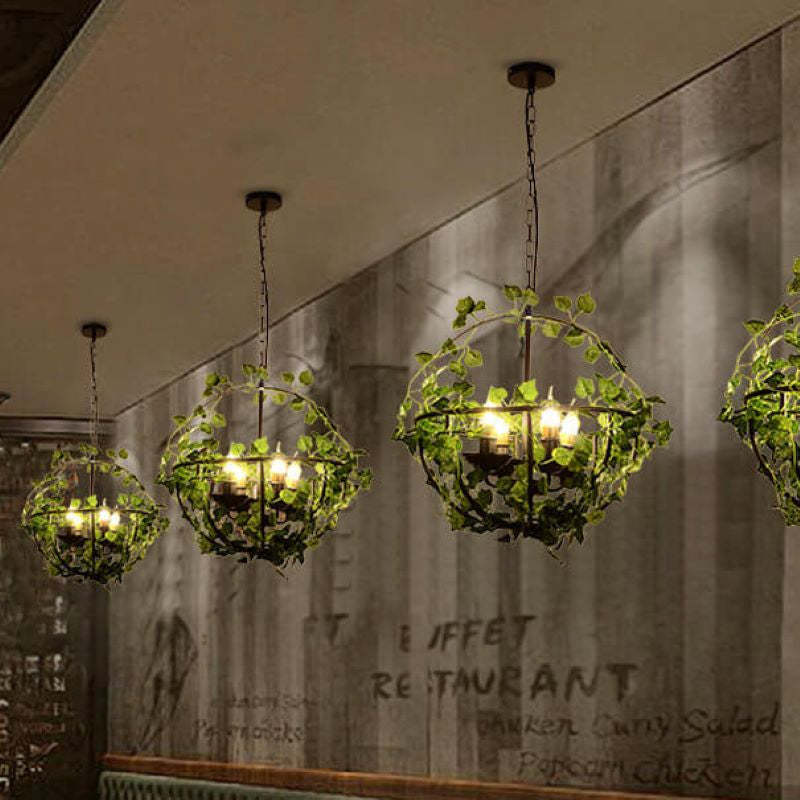 Vireo Industrial LED Pendant Light Black Green Metal Living Room
