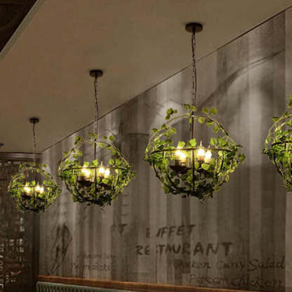 Vireo Industrial LED  Pendant Light Black Green Metal Living Room