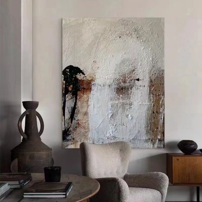WABI-SABI Brown White Oil Painting Canvas Wall Art Living Room Bedroom