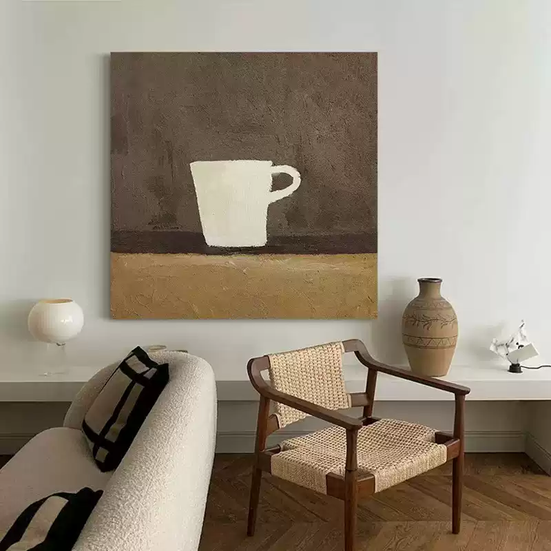 WABI-SABI Brown Oil Painting Canvas Wall Art Dining Room