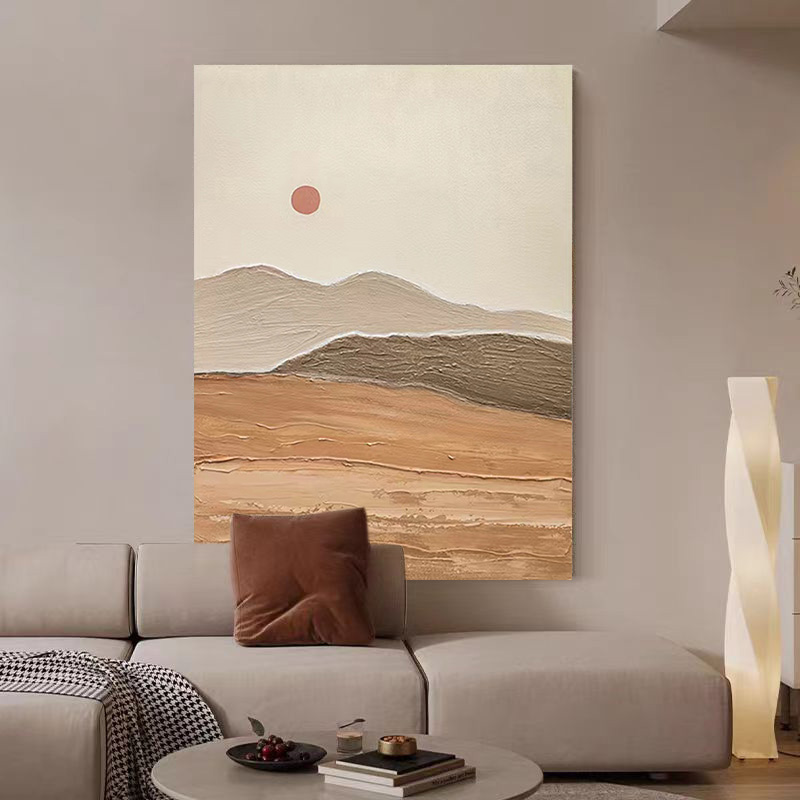 Landscape Sun Mountain Oil Painting Canvas Wall Art Living Room