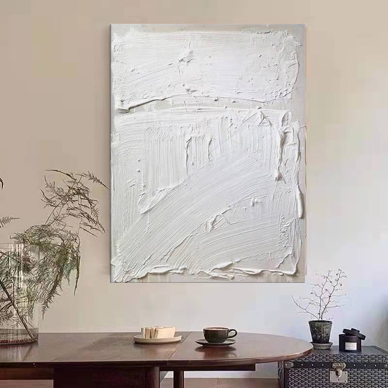 Abstract Modern White 3D Oil Painting Canvas Wall Art Entrance Living Room