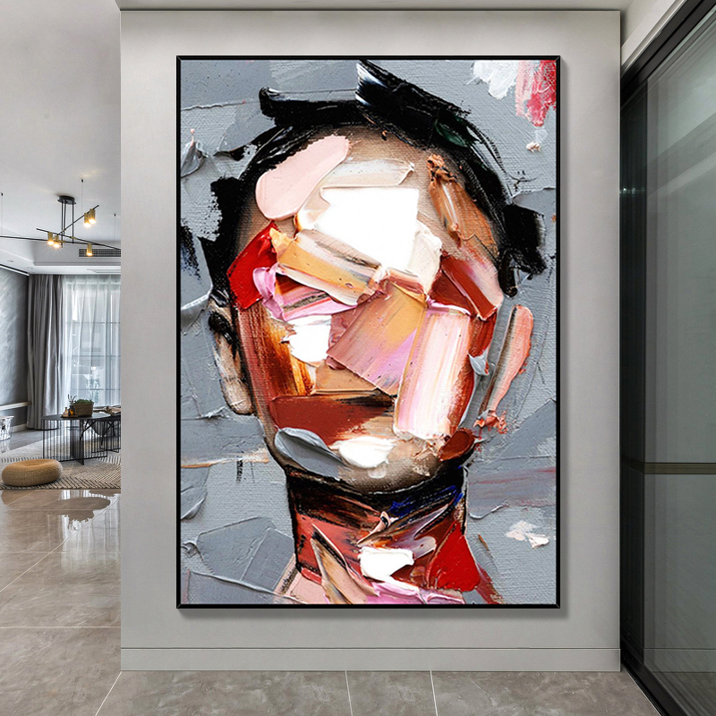Portrait Colorful 3D Texture Oil Painting Canvas Wall Art Style A Entrance Living Room