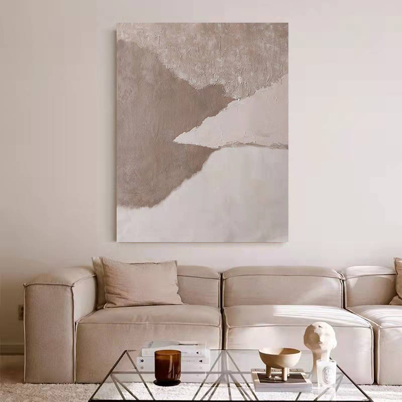 WABI-SABI Light Brown Oil Painting Canvas Wall Art Hallway Entrance