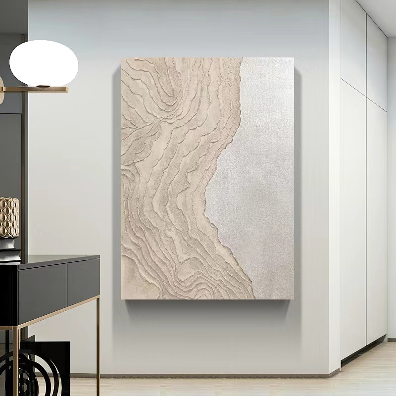 Abstract Large 3D Wood Oil Painting Canvas Wall Art Living Room
