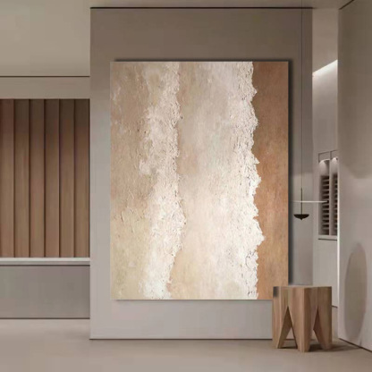 Beach & Ocean Brown White Oil Painting Canvas Wall Art Entrance Living Room