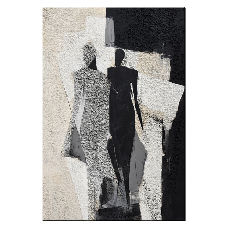 Portrait Black White 3D Oil Painting Canvas Wall Art Entrance Living Room