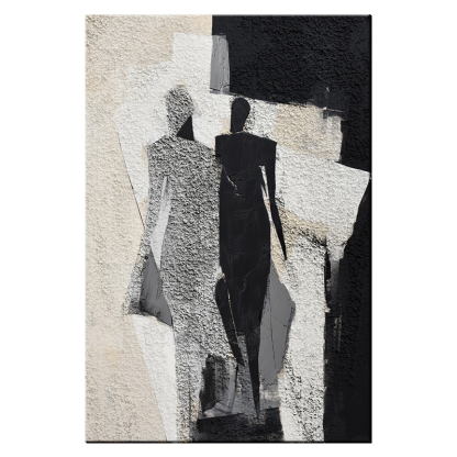 Portrait Black White 3D Oil Painting Canvas Wall Art Entrance Living Room