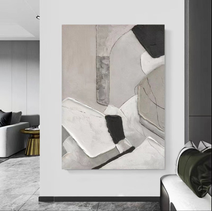 Abstract Large 3D Black White Oil Painting Canvas Wall Art Living Room