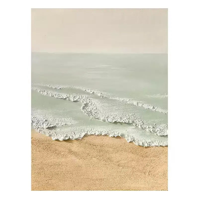 Beach & Ocean Beige Blue Waves 3D Large Wall Art Decor Living Room Bedroom