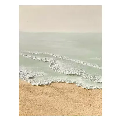 Beach & Ocean Beige Blue Waves 3D Large Wall Art Decor Living Room Bedroom