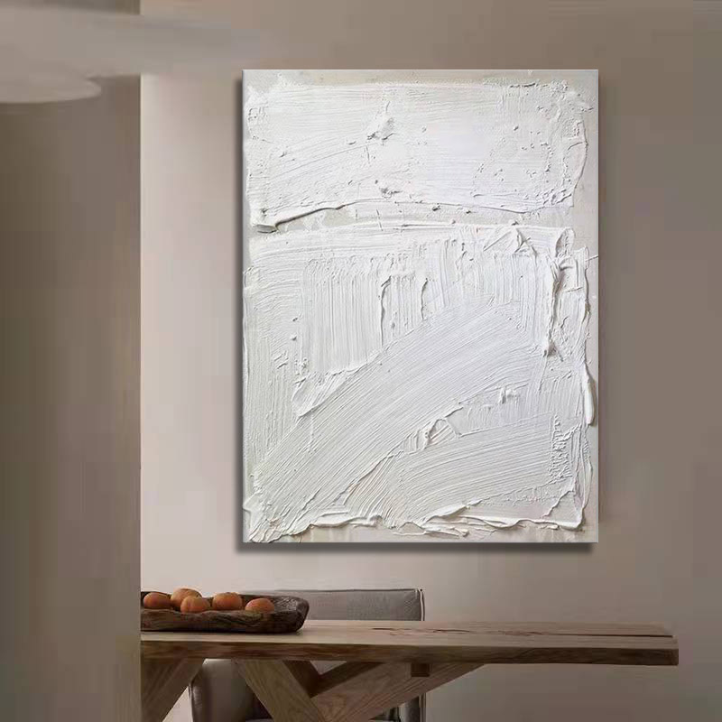Abstract Modern White 3D Oil Painting Canvas Wall Art Entrance Living Room