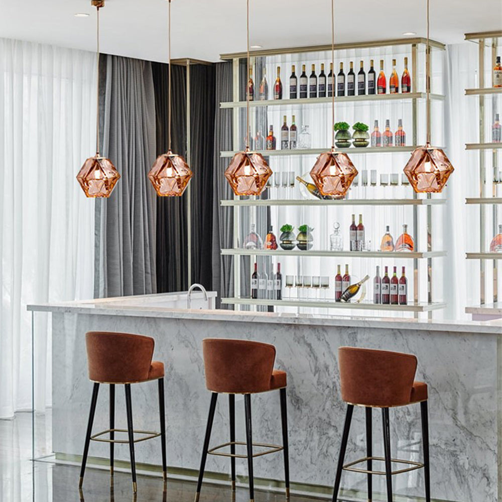 Hailie Polyhedron LED Pendant Light Metal Glass Kitchen Island