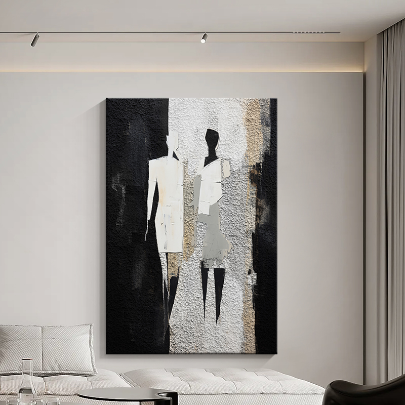 Portrait Black White 3D Oil Painting Canvas Wall Art Style B Entrance Living Room