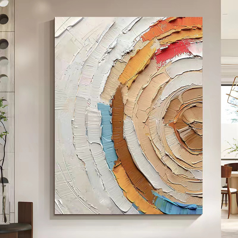 Abstract Large 3D Rainbow Oil Painting Canvas Wall Art Living Room
