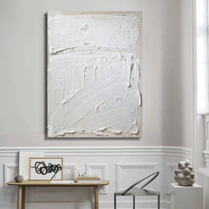 Abstract Modern White 3D Oil Painting Canvas Wall Art Entrance Living Room