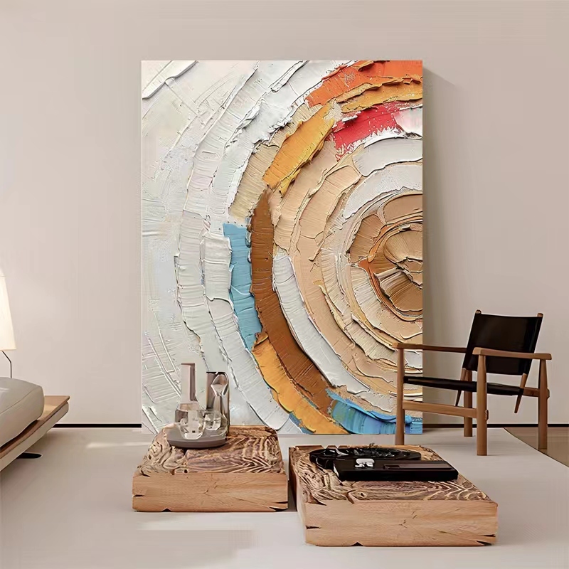 Abstract Large 3D Rainbow Oil Painting Canvas Wall Art Living Room