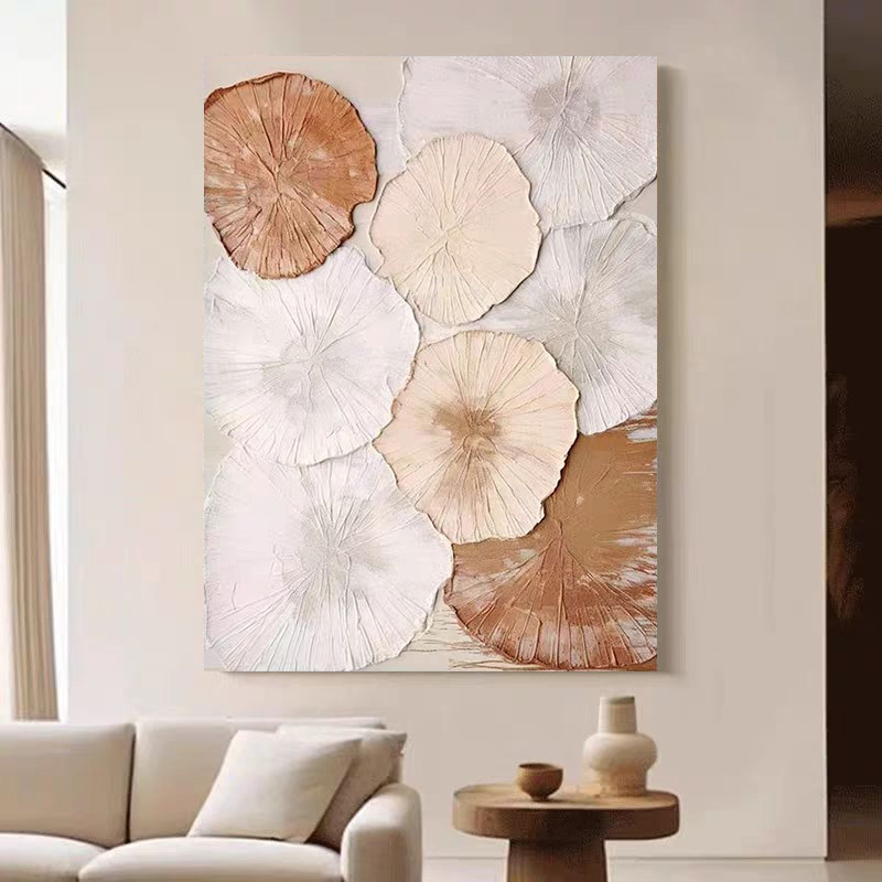 Floral Beige Orange 3D Large Wall Art Decor Living Room Bedroom
