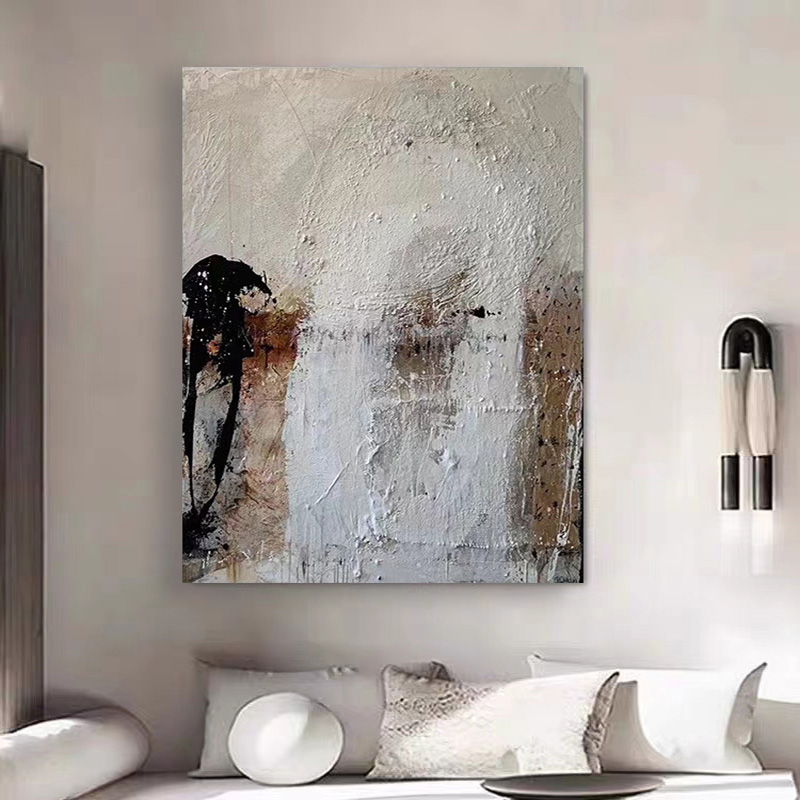 WABI-SABI Brown White Oil Painting Canvas Wall Art Living Room Bedroom