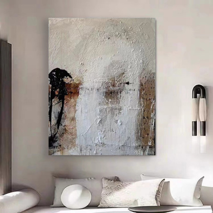 WABI-SABI Brown White Oil Painting Canvas Wall Art Living Room Bedroom