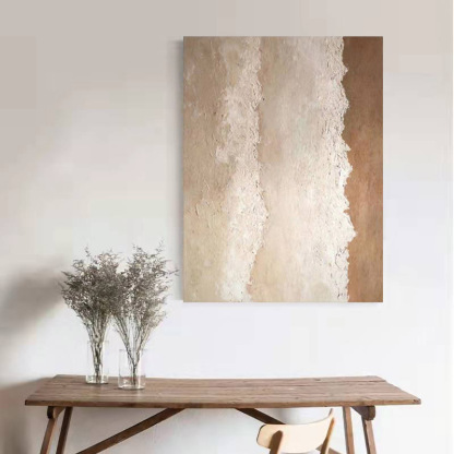 Beach & Ocean Brown White Oil Painting Canvas Wall Art Entrance Living Room