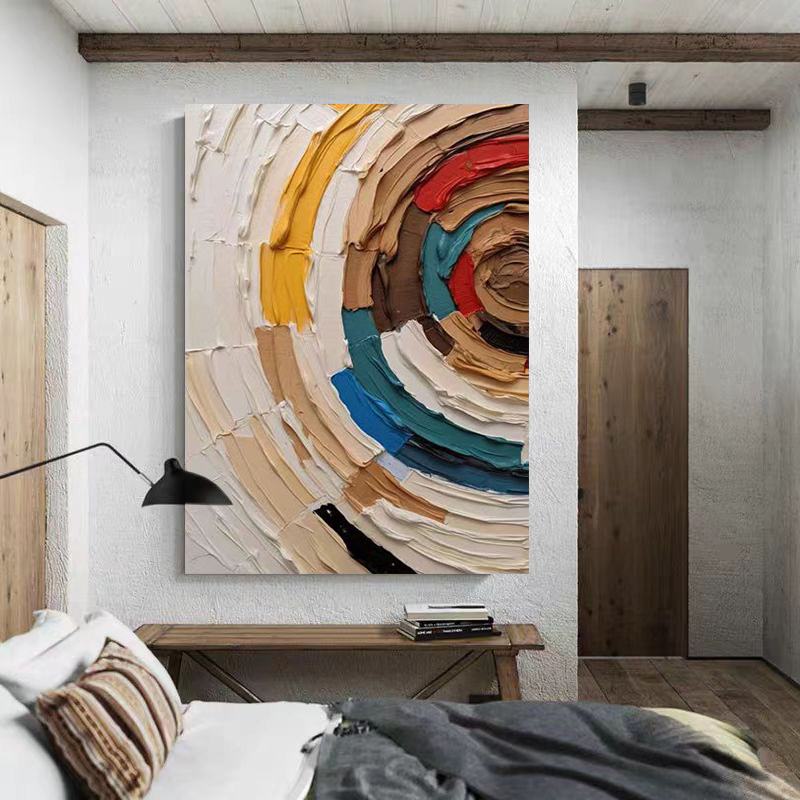 Abstract Large 3D Rainbow Oil Painting Canvas Wall Art Living Room