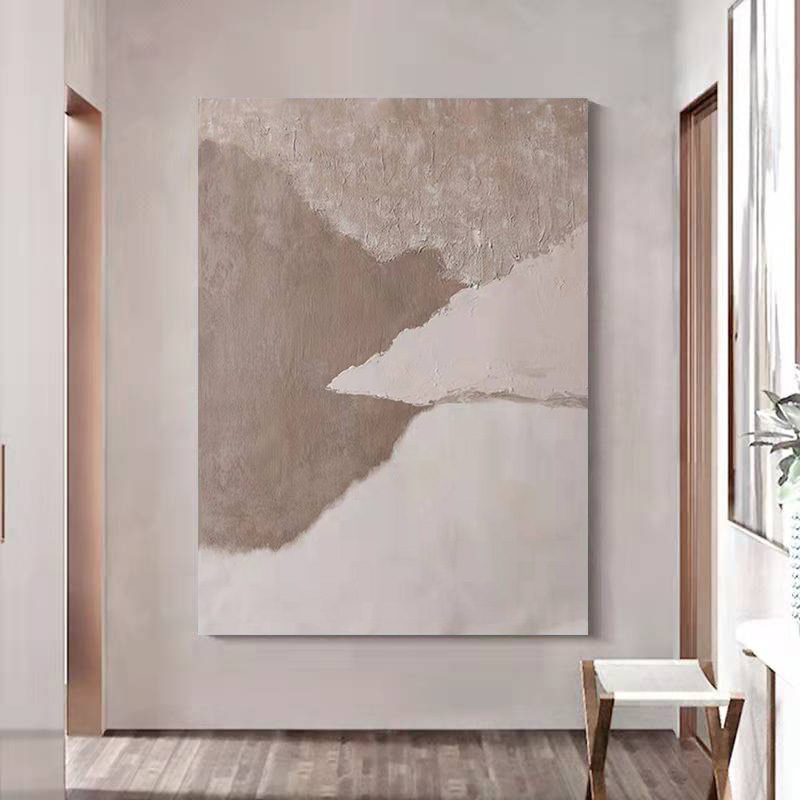 WABI-SABI Light Brown Oil Painting Canvas Wall Art Hallway Entrance