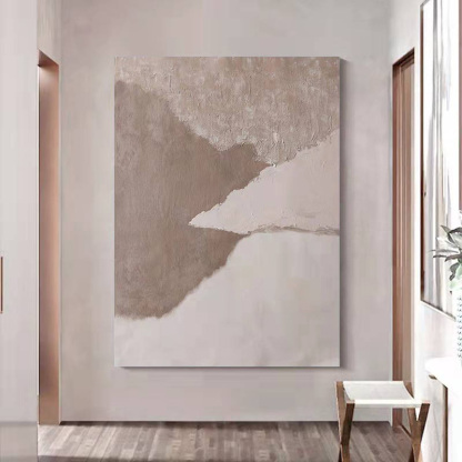 WABI-SABI Light Brown Oil Painting Canvas Wall Art Hallway Entrance