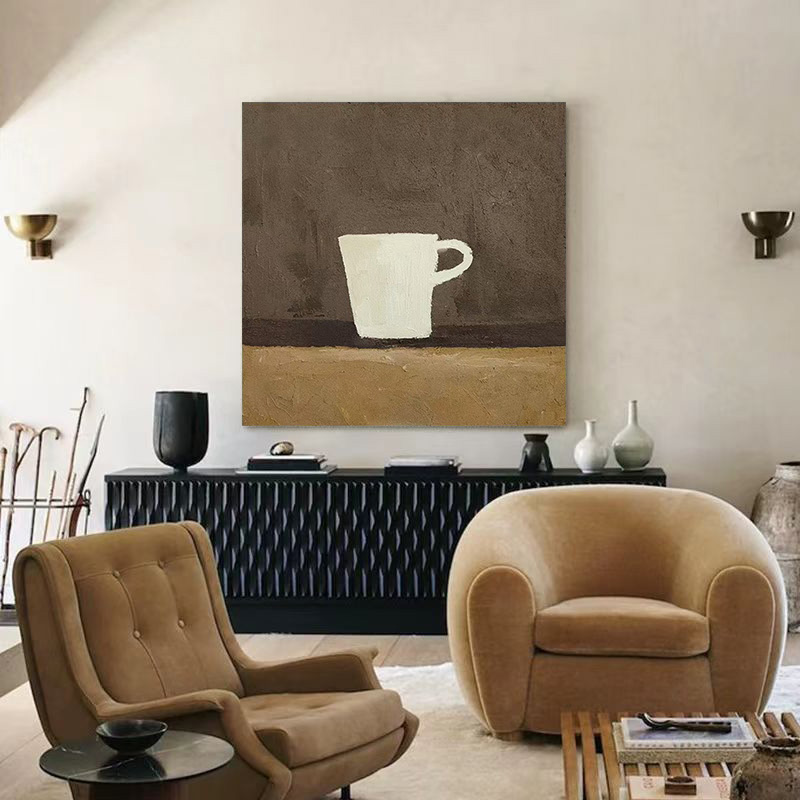 WABI-SABI Brown Oil Painting Canvas Wall Art Dining Room