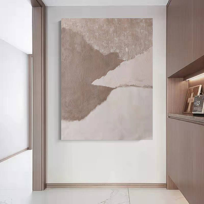 WABI-SABI Light Brown Oil Painting Canvas Wall Art Hallway Entrance