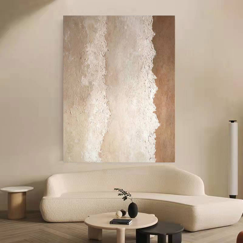 Beach & Ocean Brown White Oil Painting Canvas Wall Art Entrance Living Room