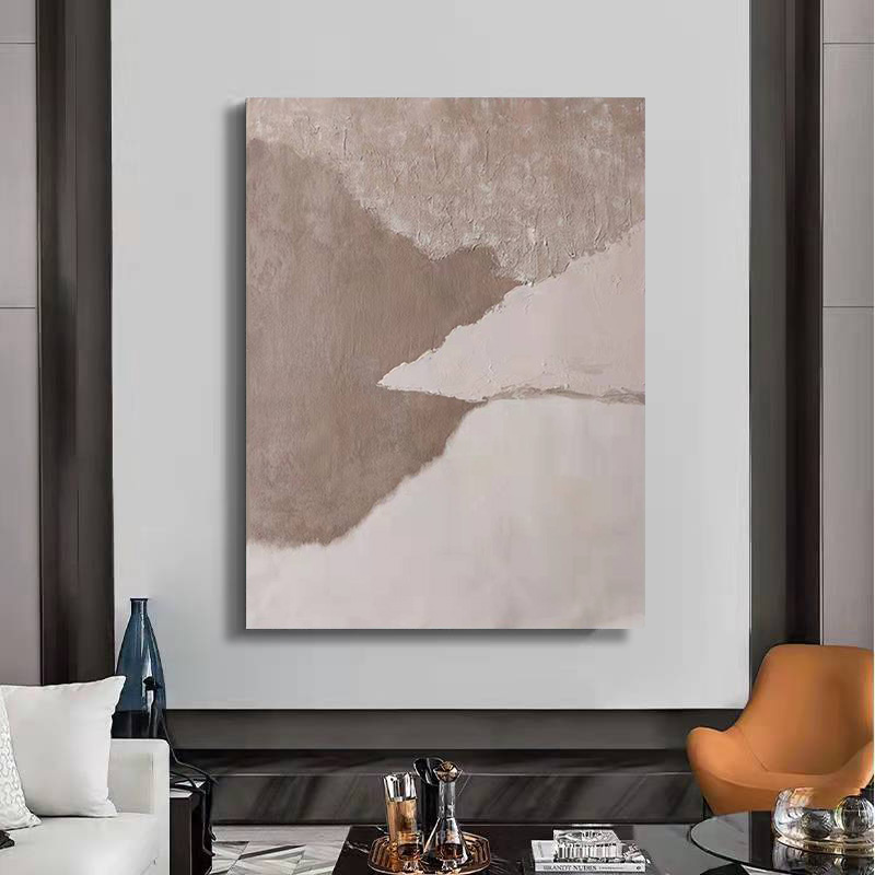 WABI-SABI Light Brown Oil Painting Canvas Wall Art Hallway Entrance