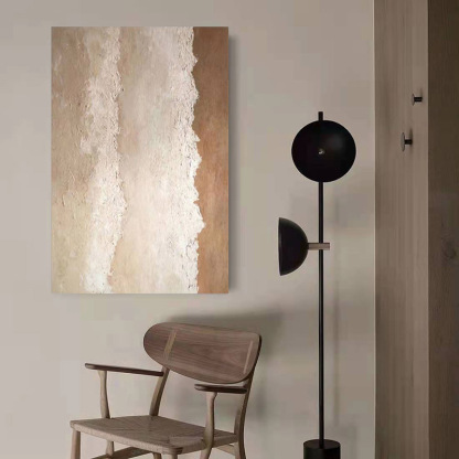 Beach & Ocean Brown White Oil Painting Canvas Wall Art Entrance Living Room
