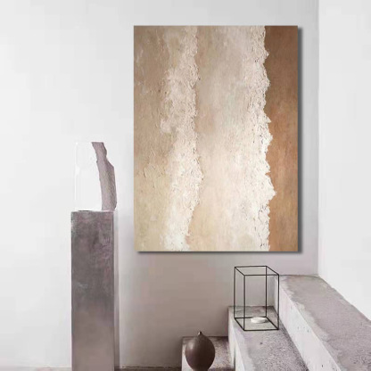 Beach & Ocean Brown White Oil Painting Canvas Wall Art Entrance Living Room