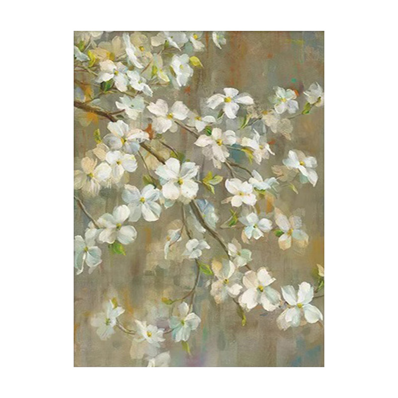 Floral Green White Oil Painting Canvas Wall Art Living Bedroom Entrance