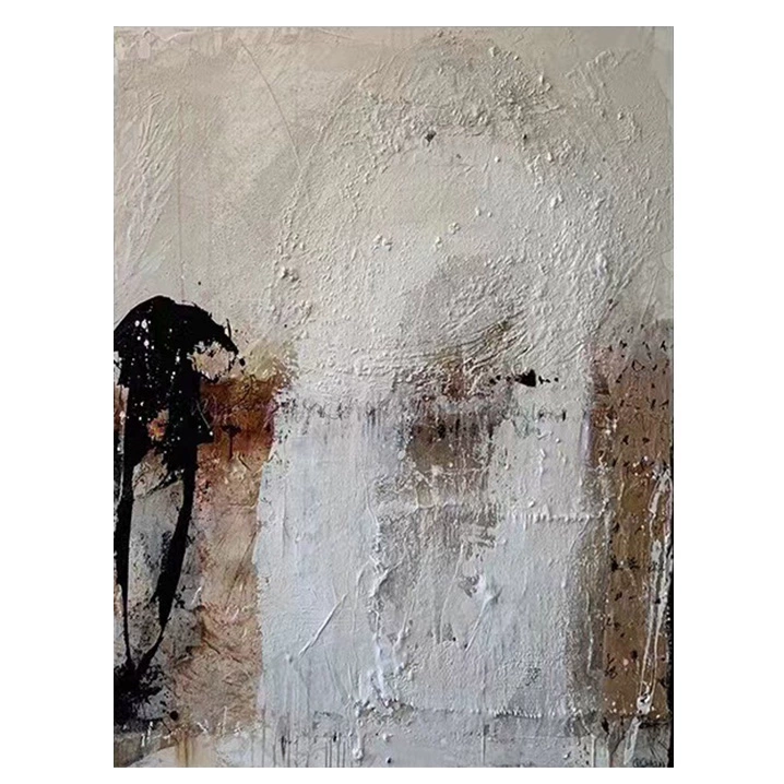 WABI-SABI Brown White Oil Painting Canvas Wall Art Living Room Bedroom