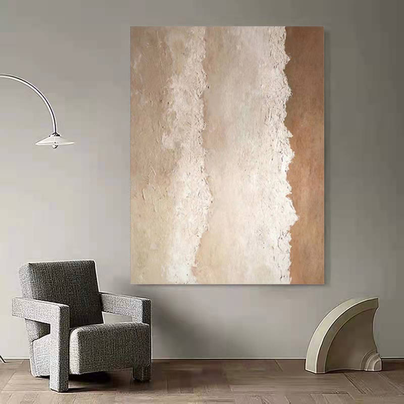 Beach & Ocean Brown White Oil Painting Canvas Wall Art Entrance Living Room