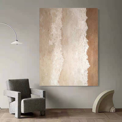 Beach & Ocean Brown White Oil Painting Canvas Wall Art Entrance Living Room