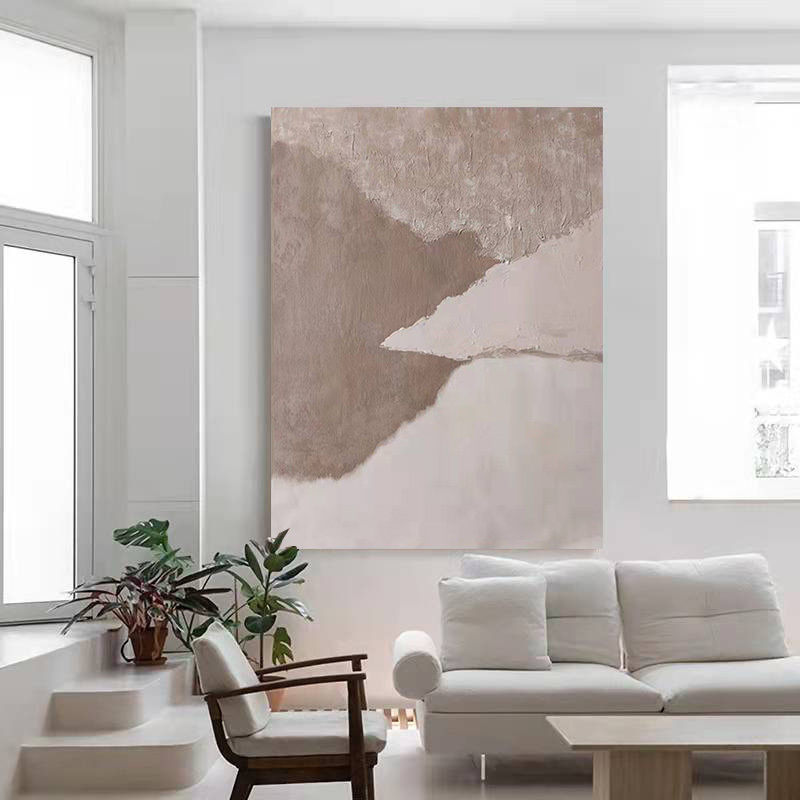 WABI-SABI Light Brown Oil Painting Canvas Wall Art Hallway Entrance